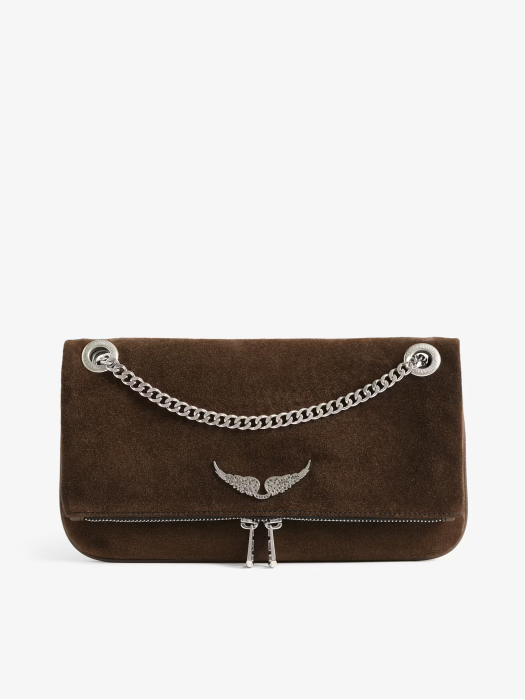 Zadig&Voltaire wood rock II suede clutch
