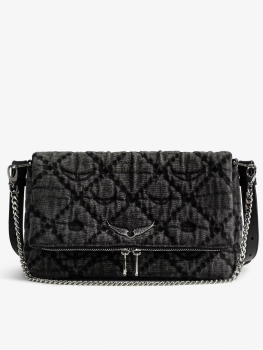 Zadig&Voltaire rocky II grey denim monogram τσάντα