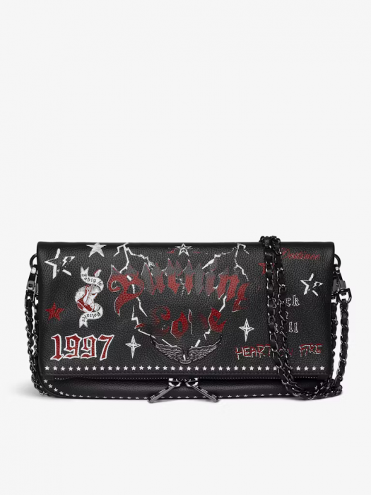 Zadig&Voltaire black rock punk leather pouch