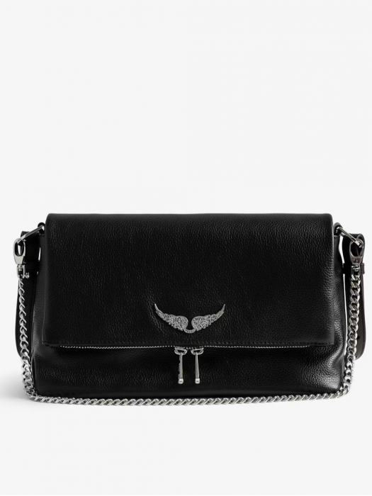 Zadig&Voltaire rocky II μαύρο grained leather τσάντα