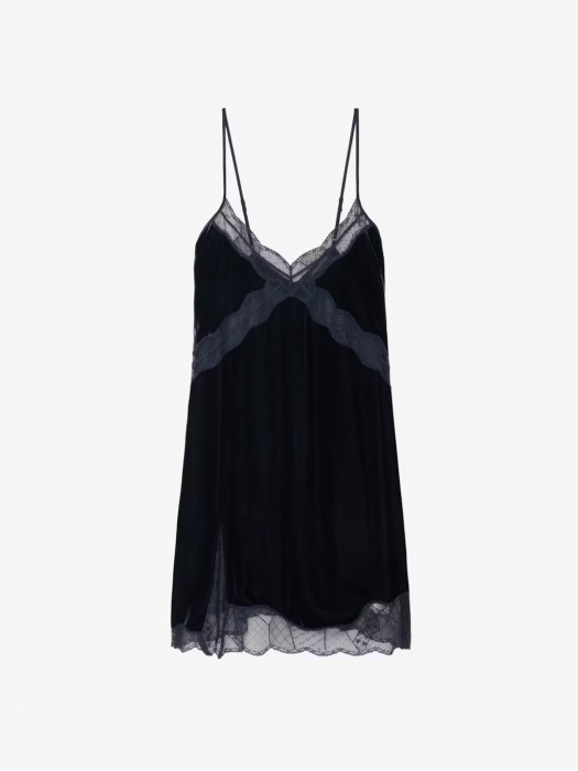Zadig&Voltaire rishi navy κοντό βελούδινο φόρεμα