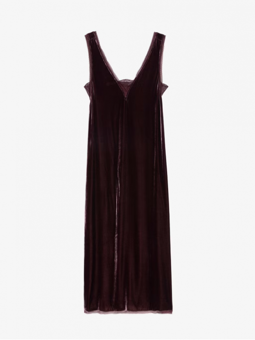 Zadig&Voltaire renzo burgundy μακρύ βελούδινο φόρεμα