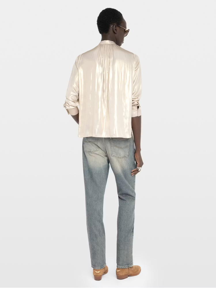 Zadig&Voltaire tink σατέν χρυσή μακρυμάνικη μπλούζα