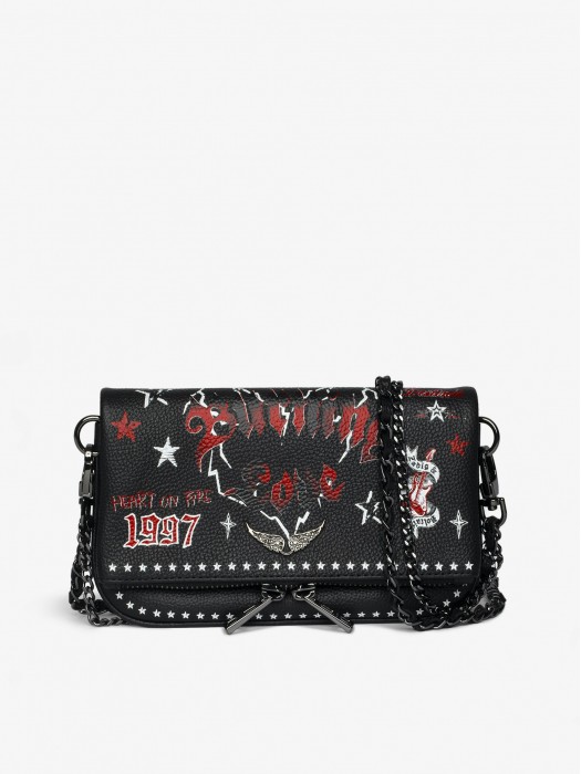 Zadig&Voltaire black rock nano punk leather clutch