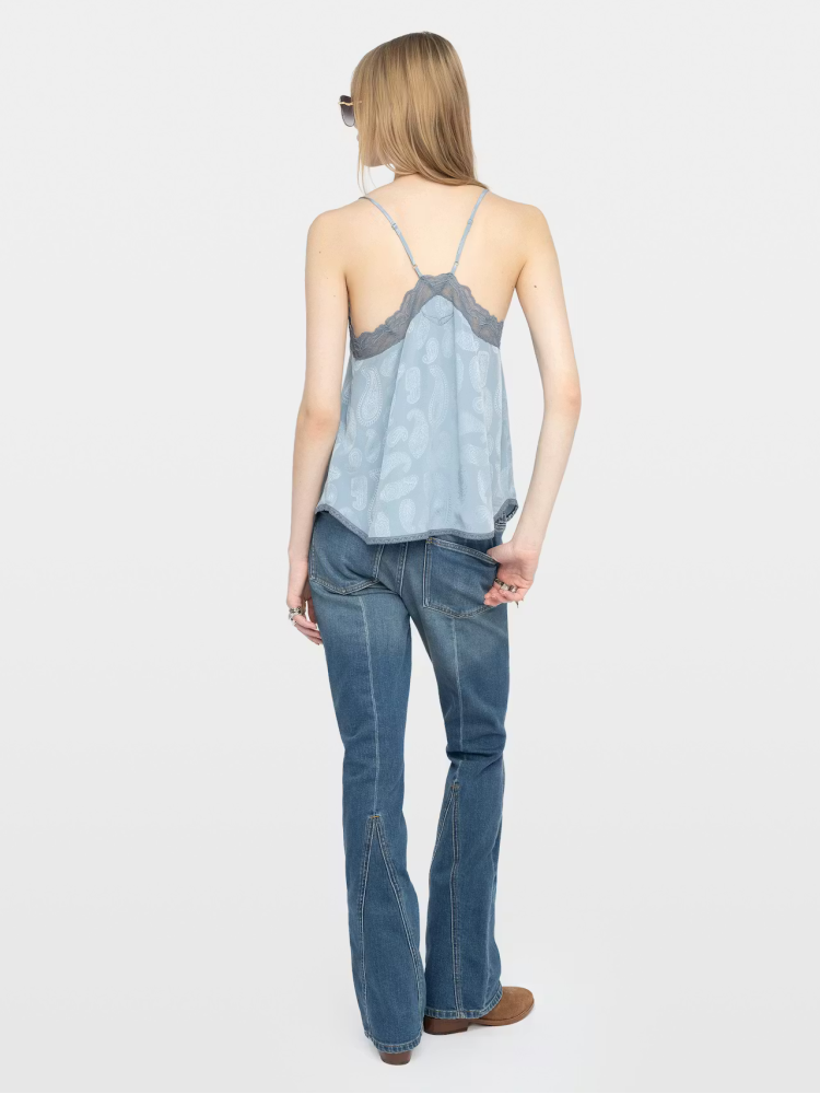 Zadig&Voltaire christy sky paisley jackuard silk camisole