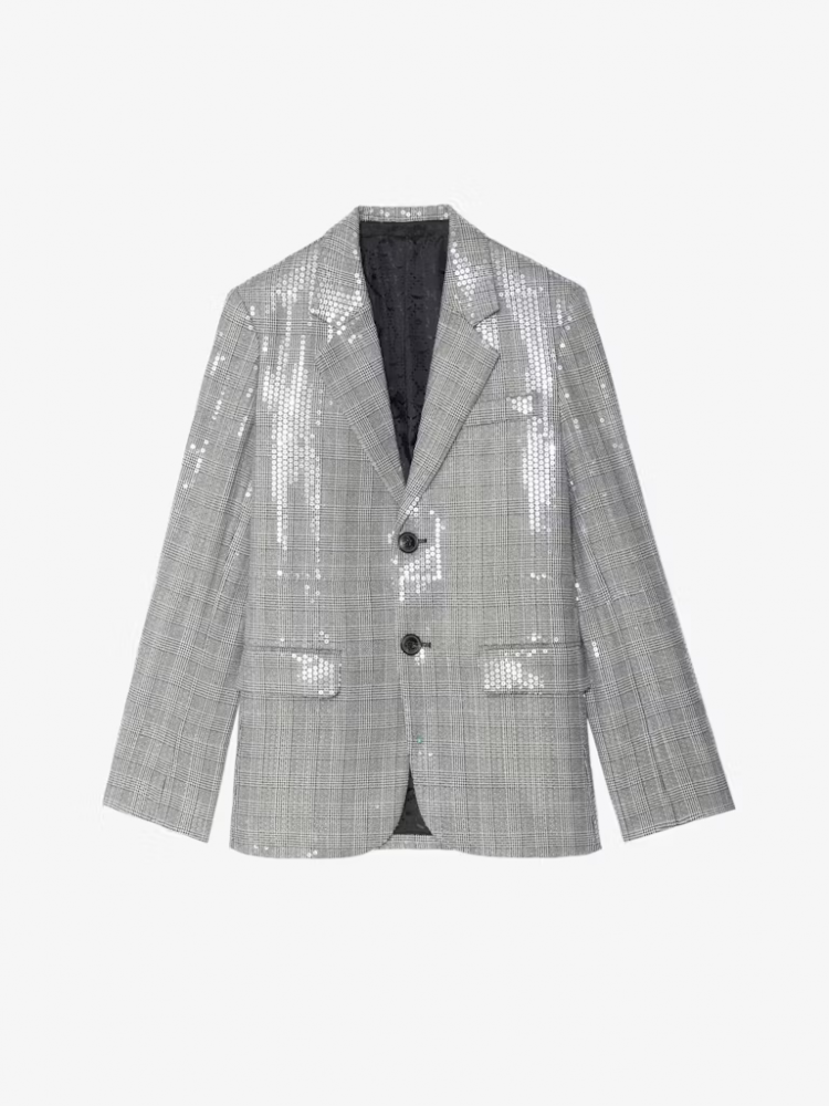 Zadig&Voltaire Vanille Prince of Wales check sequin blazer