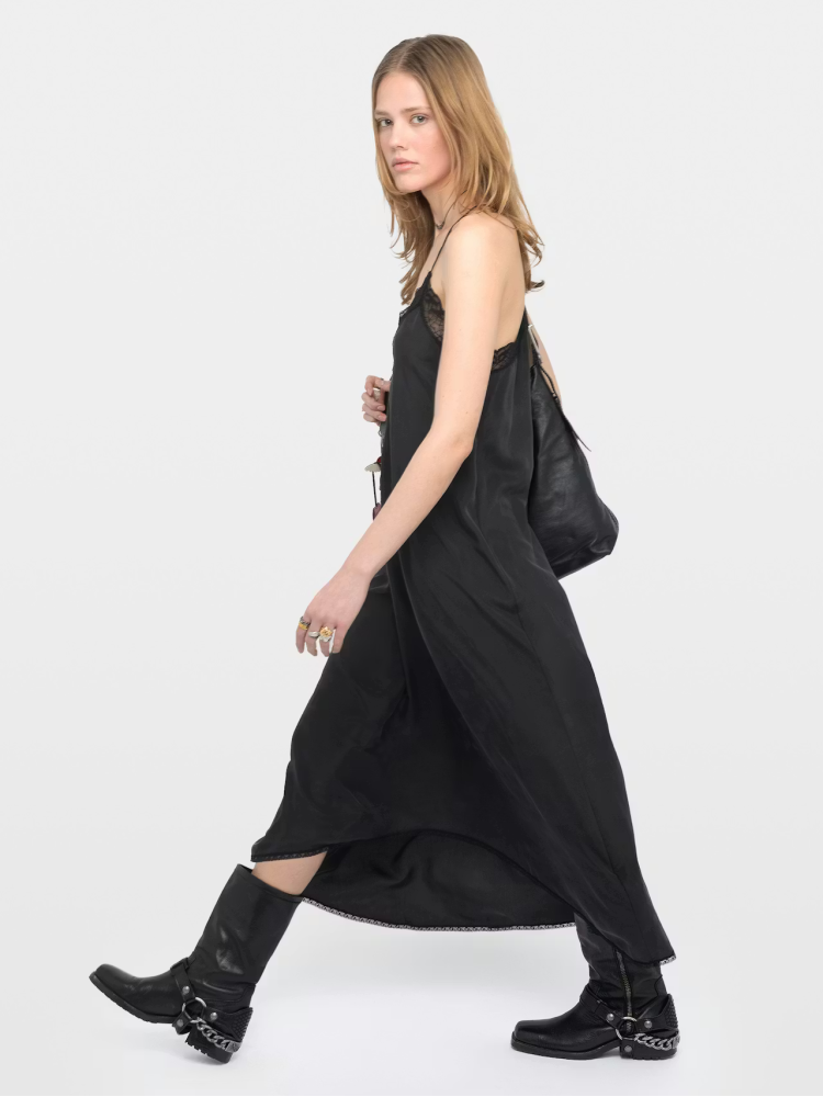 Zadig&Voltaire risty black silk midi dress