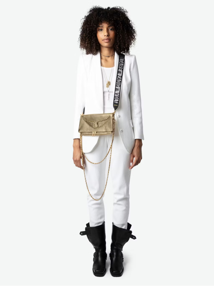 Zadig&Voltaire μαύρος glitter ιμάντας ώμου