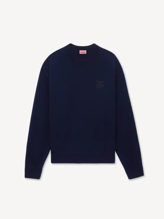 KENZO blue black 'KENZO Double K' πλεκτή μάλλινη μπλούζα