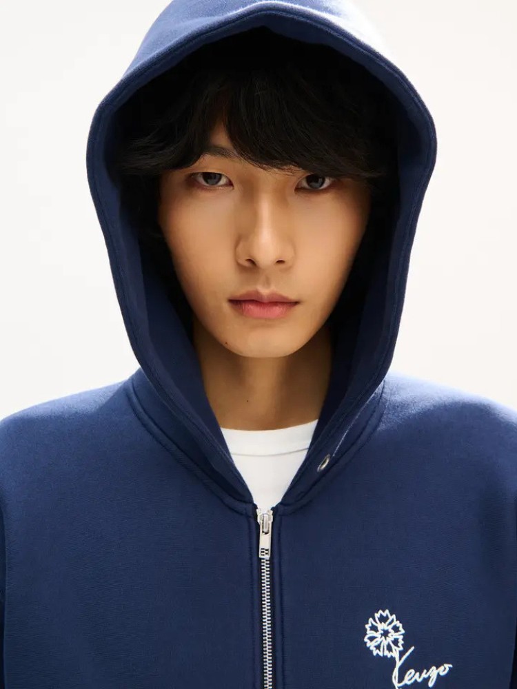 KENZO blue black 'KENZO Tulip' zip up hoodie