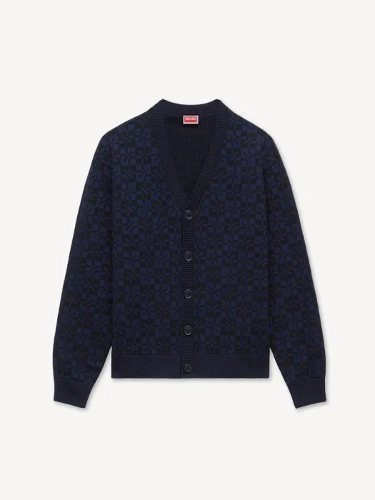 KENZO blue black ''Kenzogram'' βαμβακερή ζακέτα