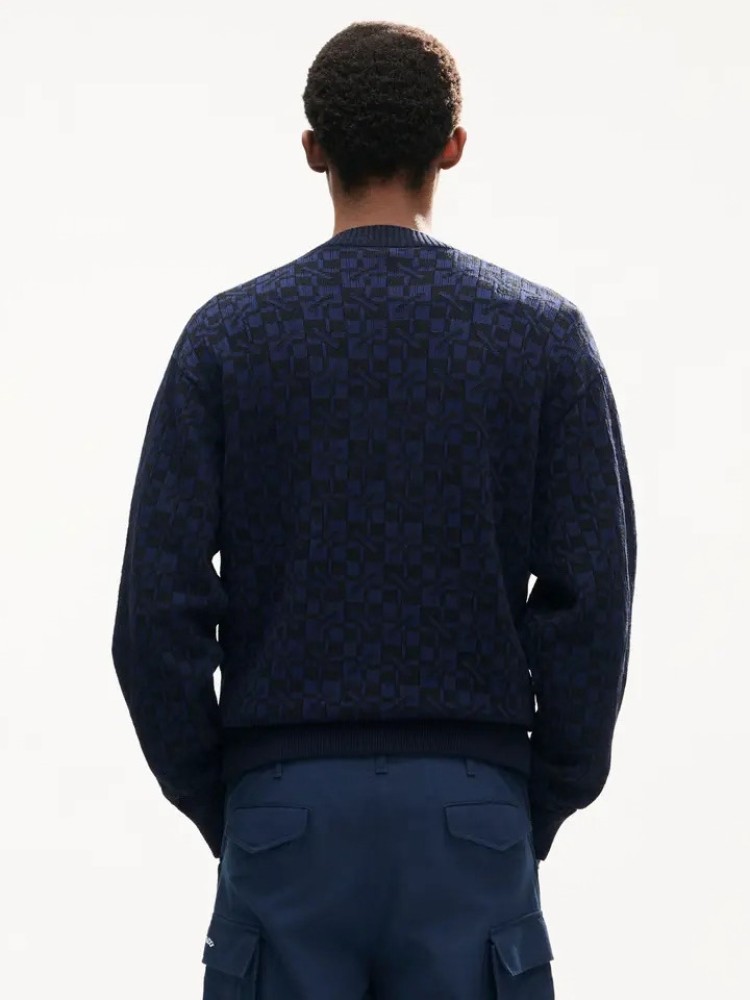 KENZO blue black ''Kenzogram'' βαμβακερή ζακέτα