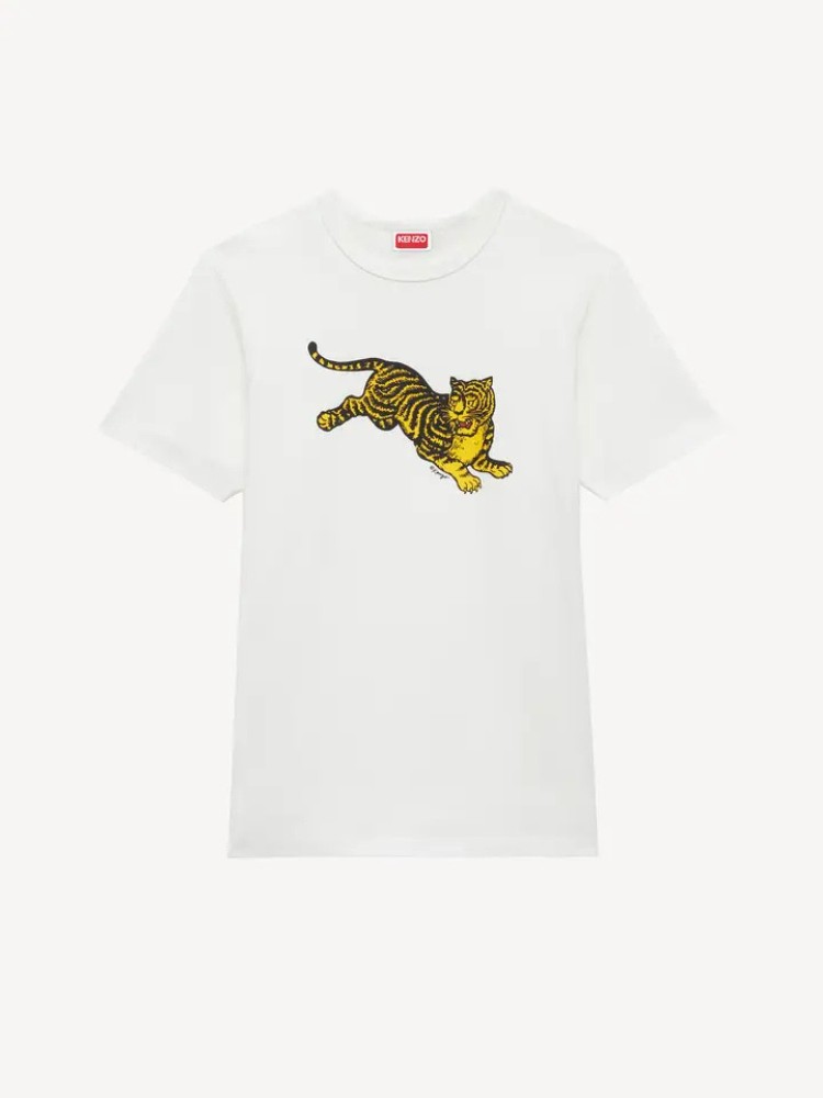 KENZO off white 'KENZO Jumping Tiger' slim T-shirt