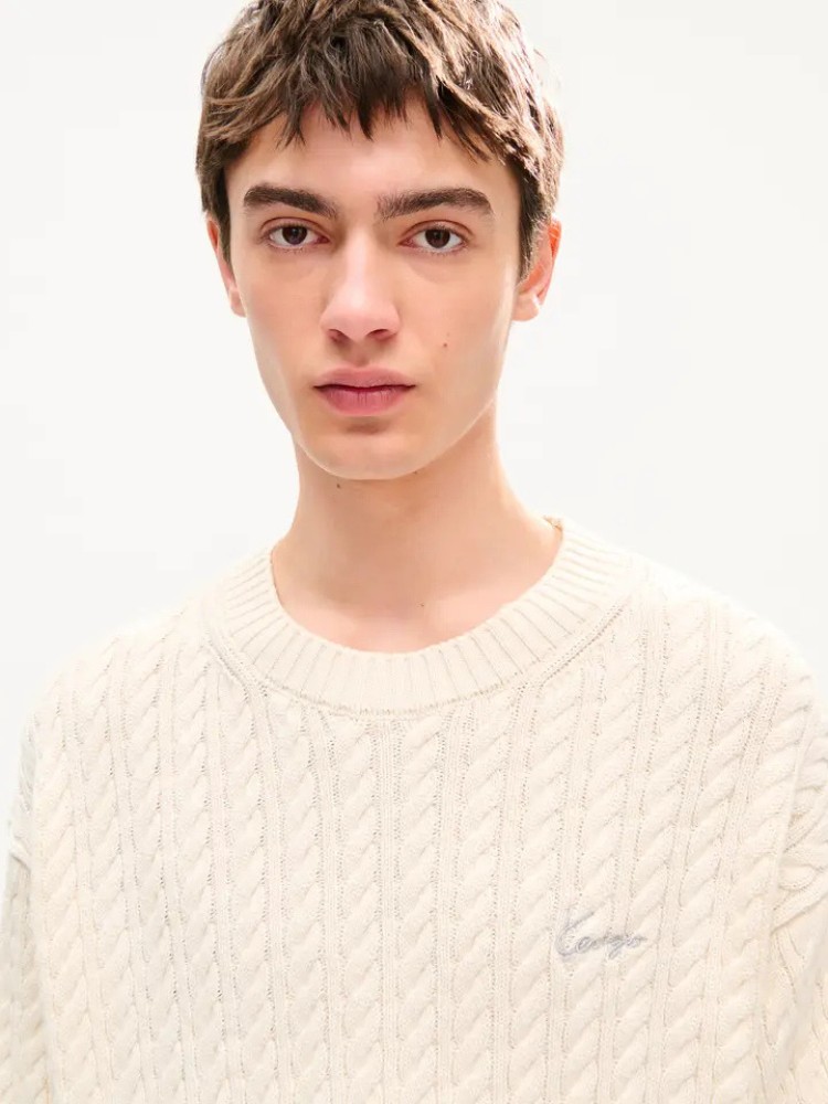 KENZO off white 'KENZO Signature' cable πλεκτό πουλόβερ
