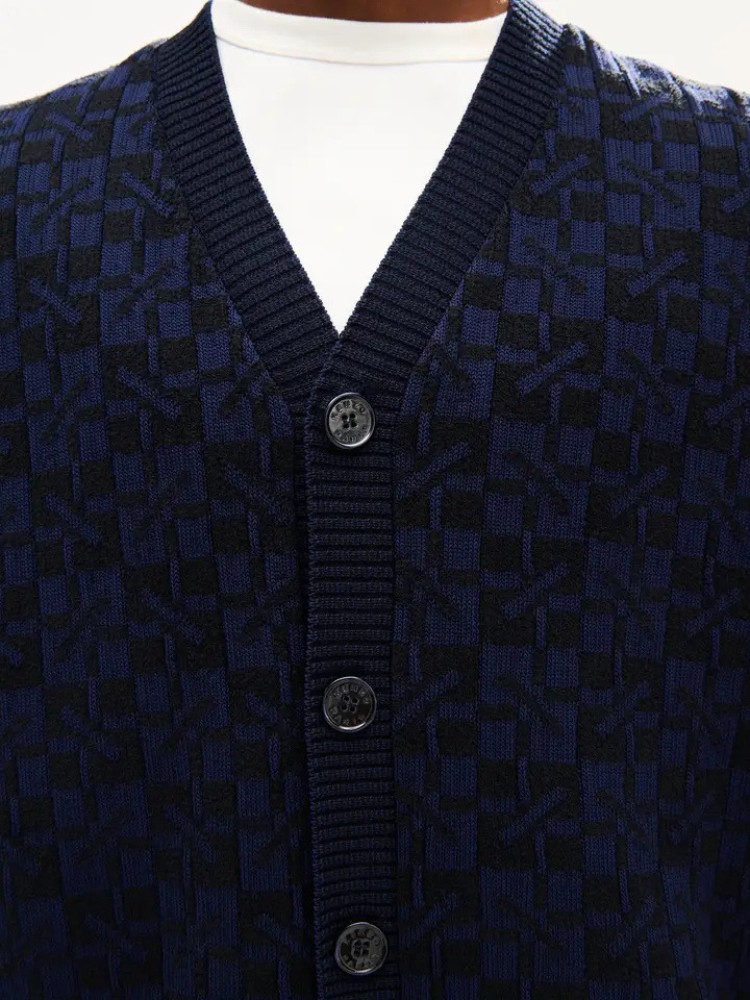 KENZO blue black ''Kenzogram'' βαμβακερή ζακέτα