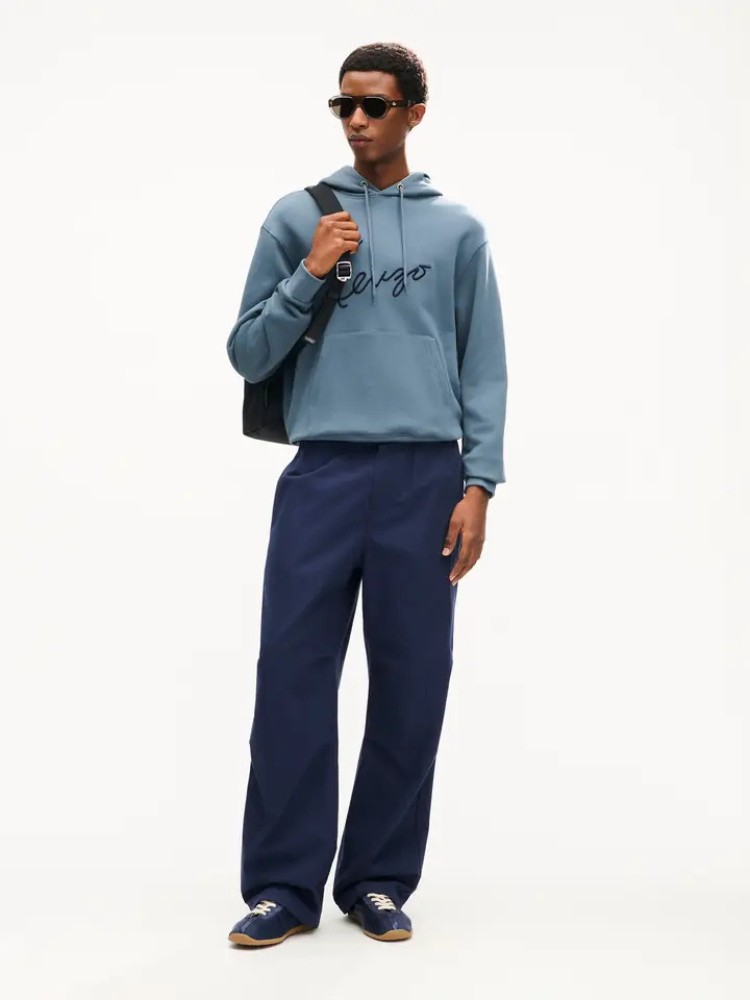 KENZO ανθρακί 'KENZO Signature' embroidered φούτερ με κουκούλα