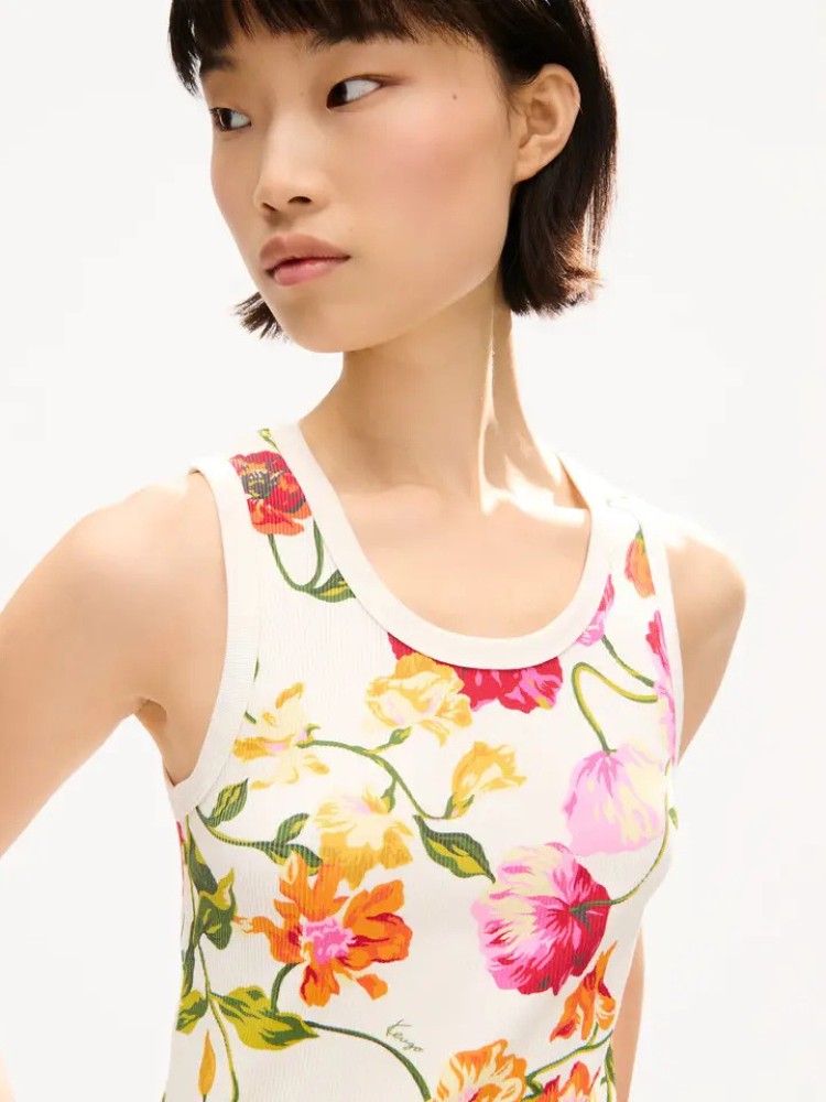 KENZO ecru 'KENZO Wildflower' skinny tank top