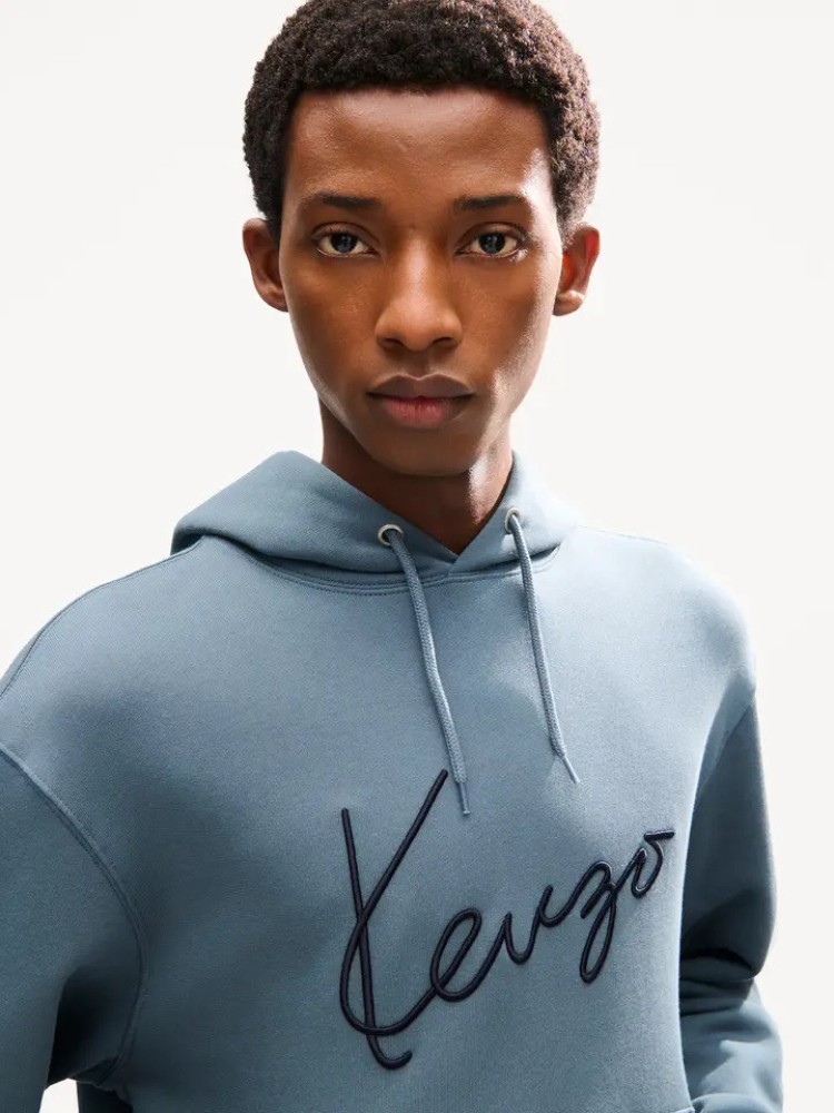 KENZO ανθρακί 'KENZO Signature' embroidered φούτερ με κουκούλα