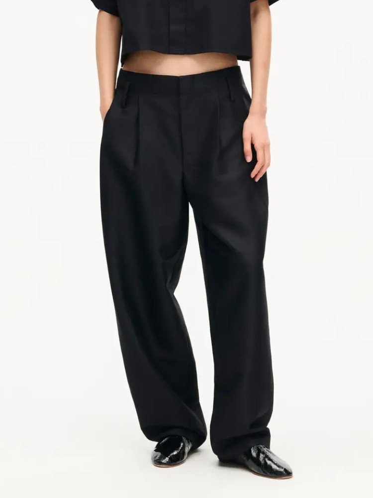 KENZO μαύρο tailored παντελόνι με πιέτες