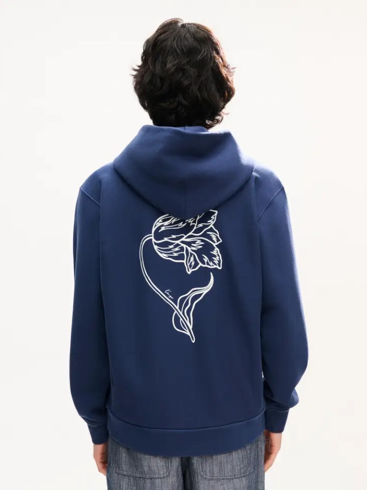 KENZO blue black 'KENZO Tulip' zip up hoodie