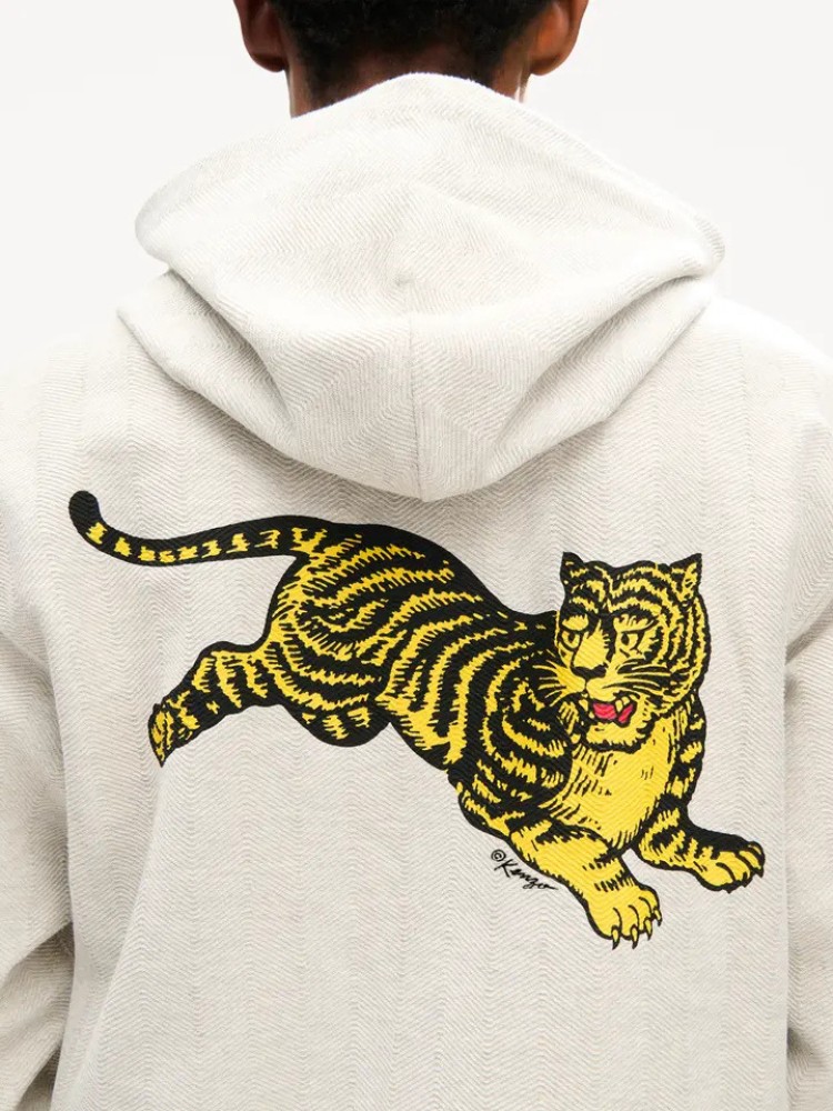 KENZO pale grey 'KENZO Jumping Tiger' ζακέτα φούτερ με κουκούλα