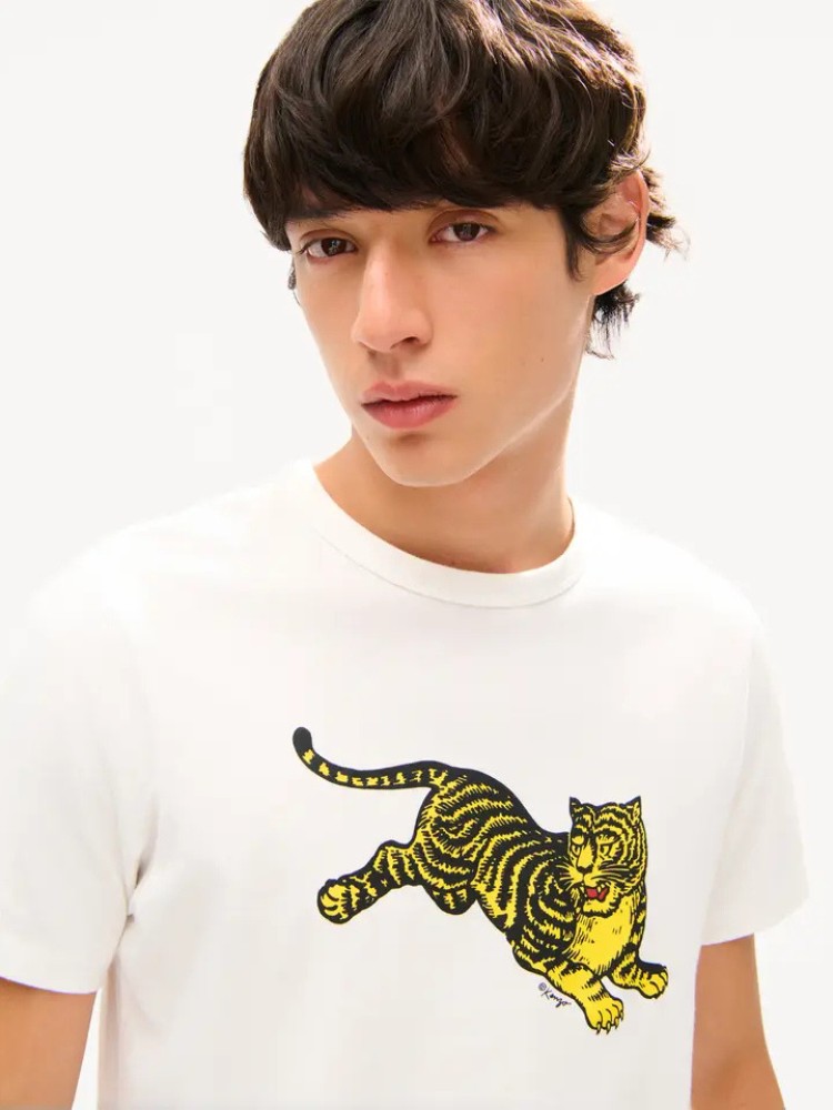 KENZO off white 'KENZO Jumping Tiger' slim T-shirt