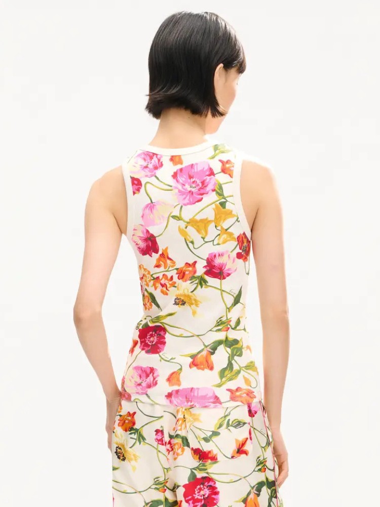KENZO ecru 'KENZO Wildflower' skinny tank top