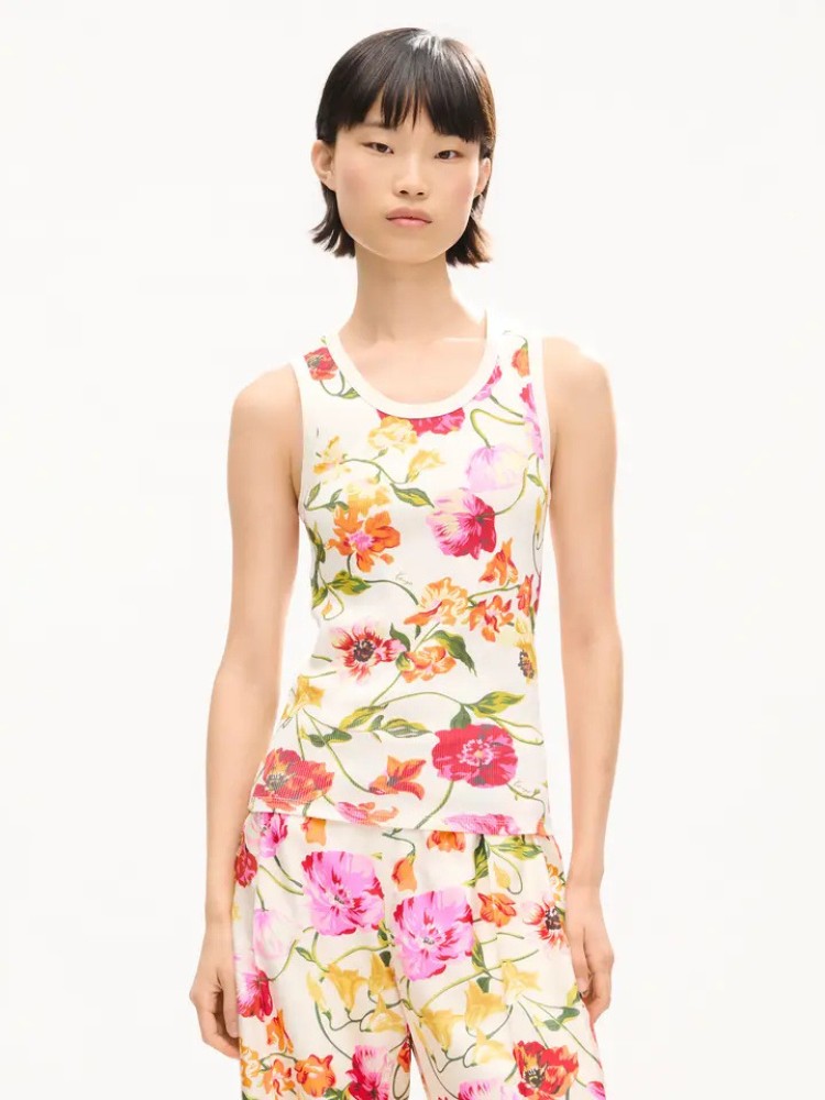 KENZO ecru 'KENZO Wildflower' skinny tank top