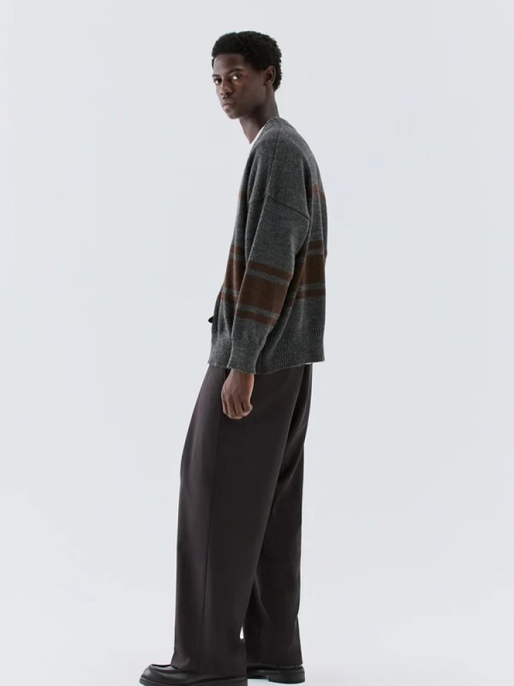 I'm brian σκούρο καφέ wide leg παντελόνι