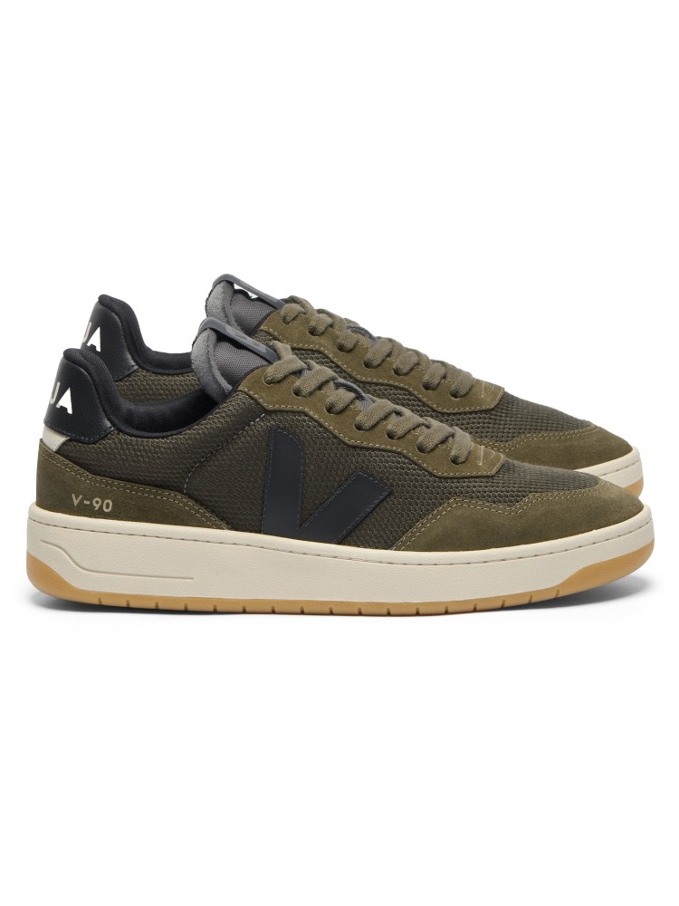 Veja V-90 olive black δερμάτινα αθλητικά υποδήματα