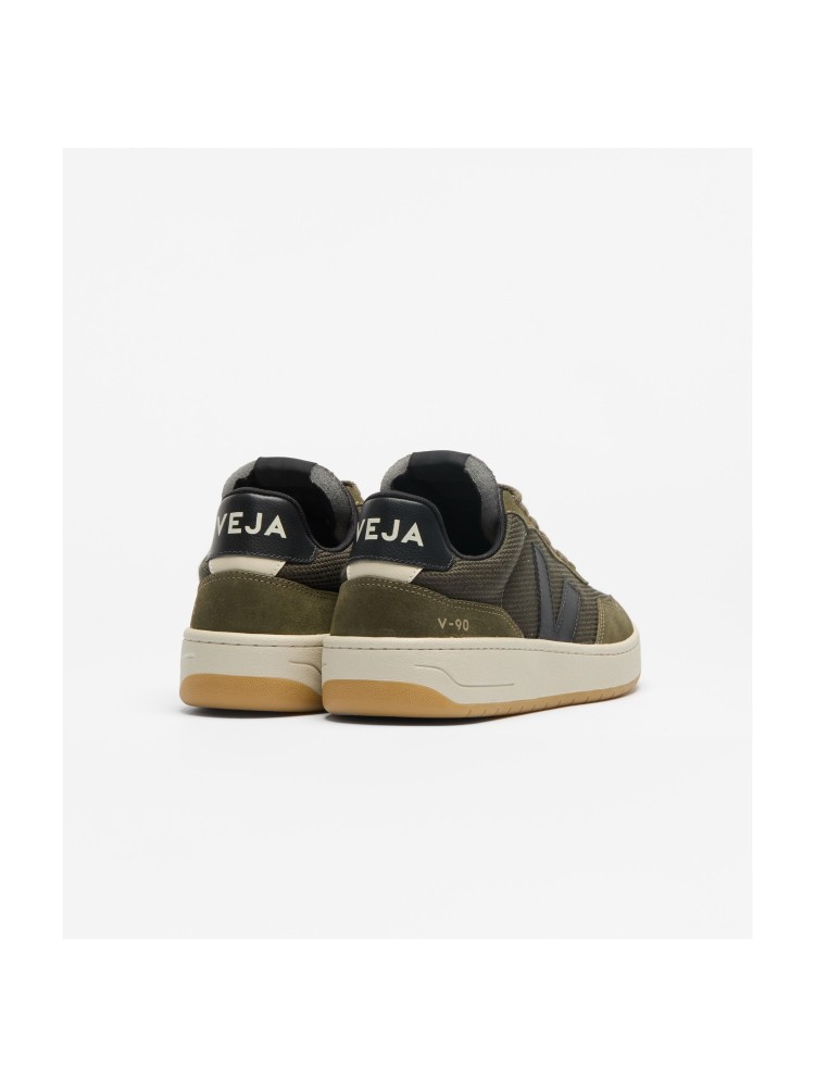 Veja V-90 olive black δερμάτινα αθλητικά υποδήματα