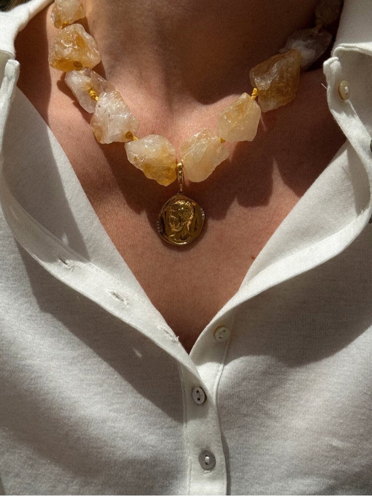 Hermina citrine rock necklace
