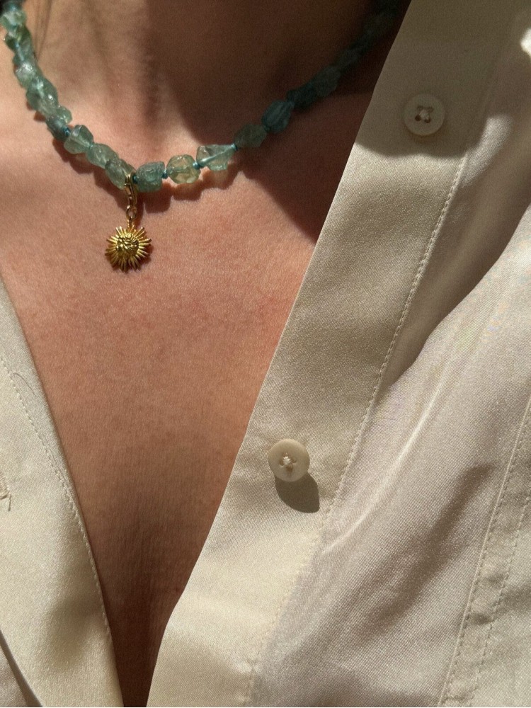 Hermina teal pebble κολιέ