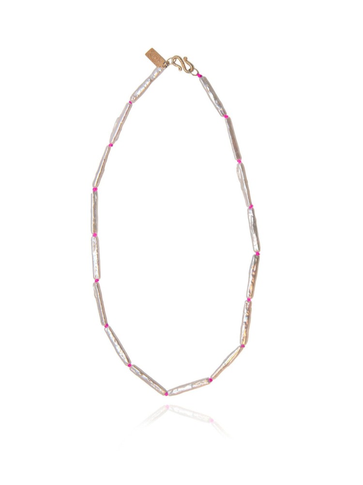 Hermina yasemi neon pink pearl necklace