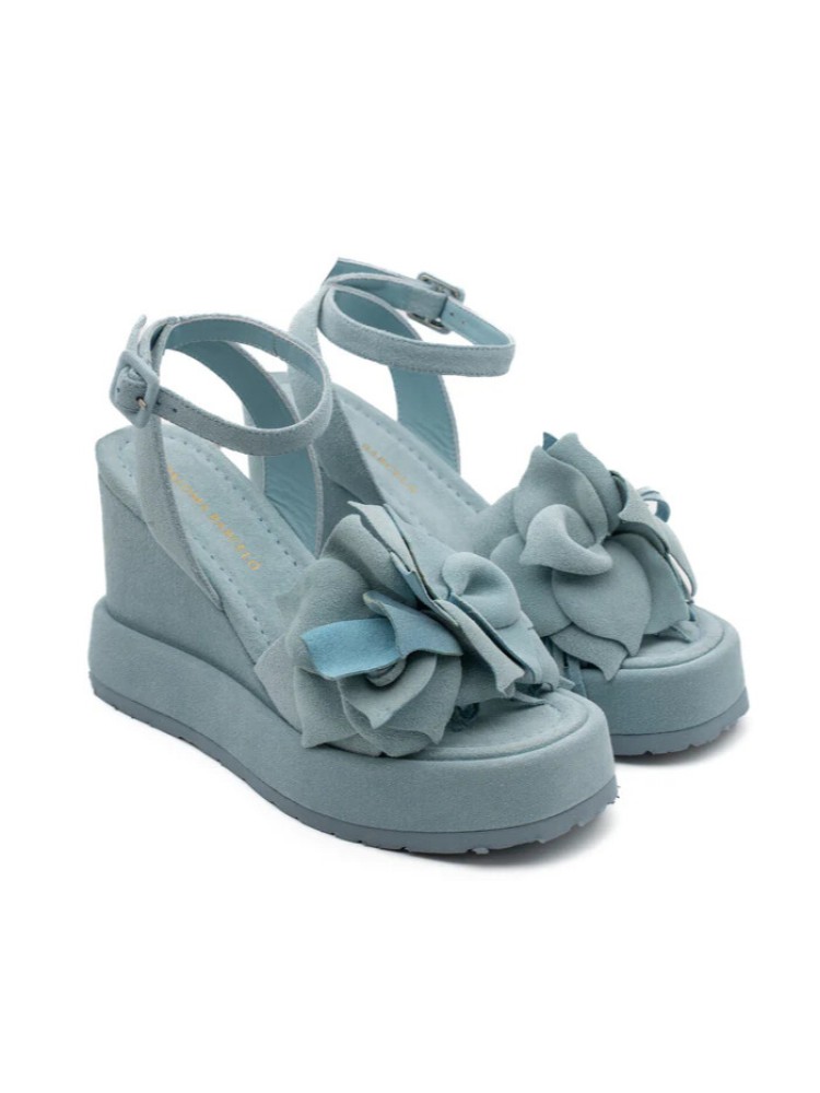 Paloma Barcelo rita suede sky blue platform wedge sandal