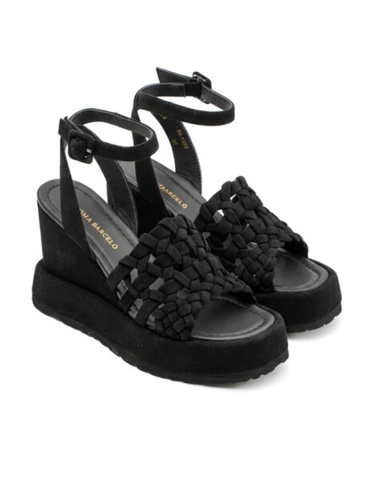 Paloma Barcelo black Ulla suede wedge sandals 