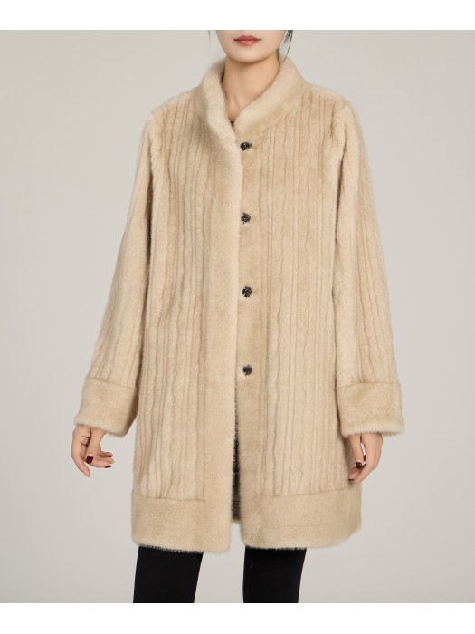 Tavus μπεζ faux γούνινο πανωφόρι διπλής οψης