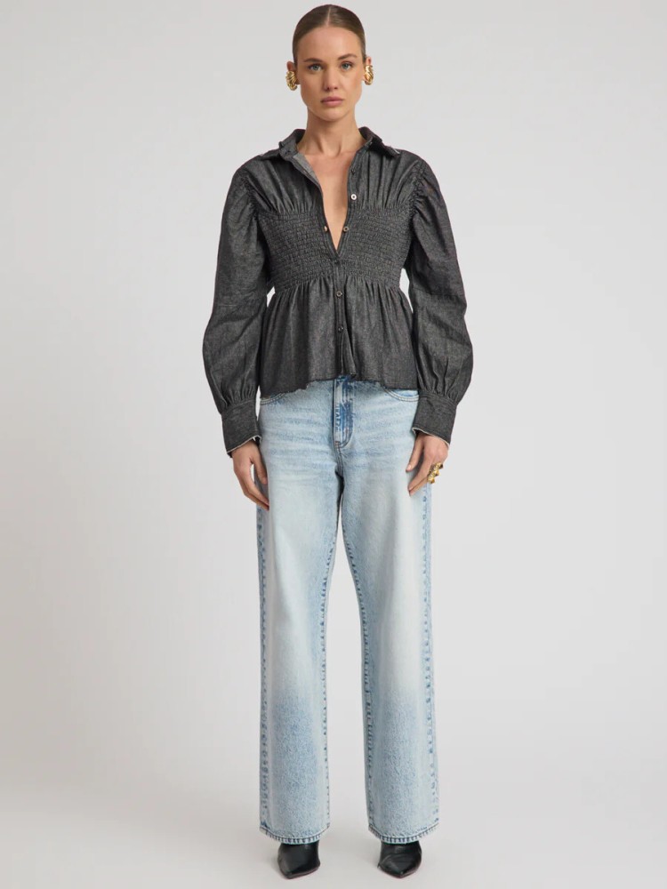 One teaspoon whisper blue jackson mid waist wide leg τζιν πανελόνι