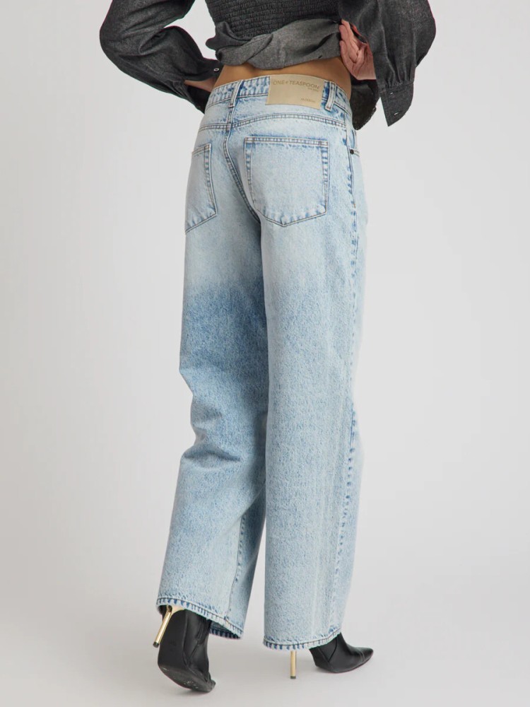 One teaspoon whisper blue jackson mid waist wide leg τζιν πανελόνι
