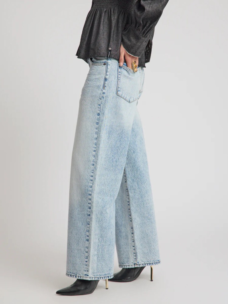 One teaspoon whisper blue jackson mid waist wide leg τζιν πανελόνι