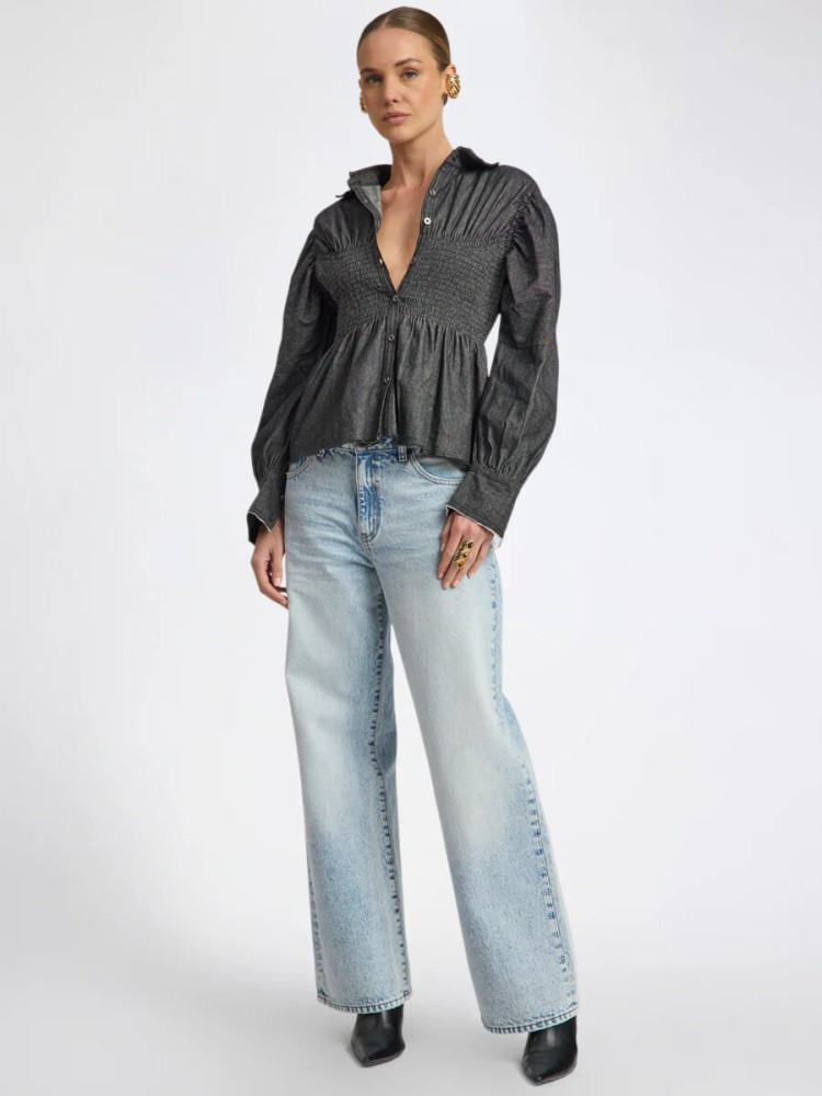 One teaspoon whisper blue jackson mid waist wide leg τζιν πανελόνι