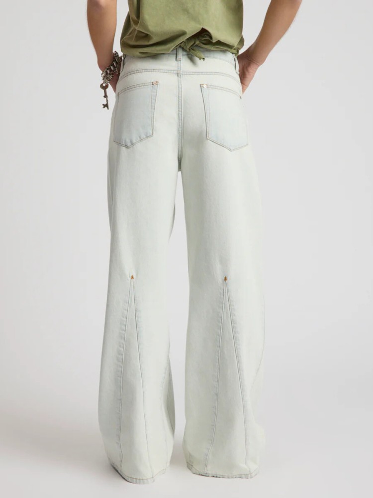 One teaspoon artic blue mid waist panel bootcut flare τζιν πανελόνι