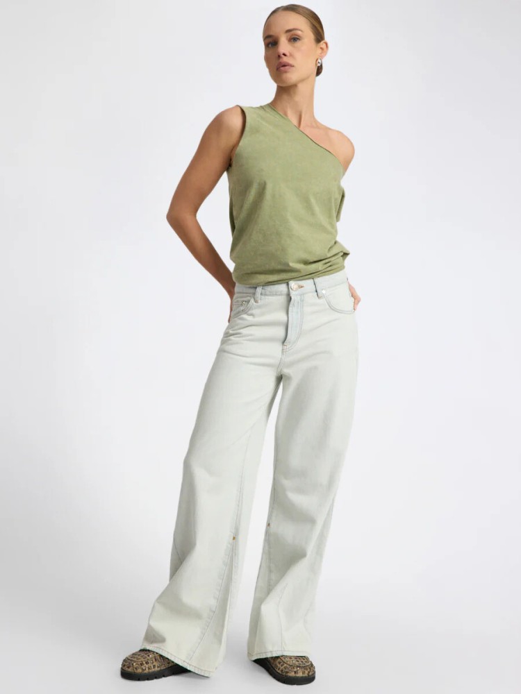 One teaspoon artic blue mid waist panel bootcut flare τζιν πανελόνι