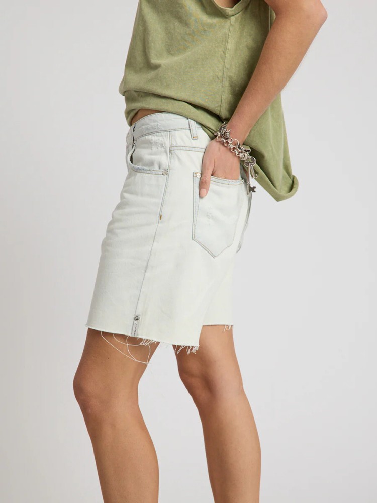 One teaspoon artic blue jackson mid waist wide leg denim shorts