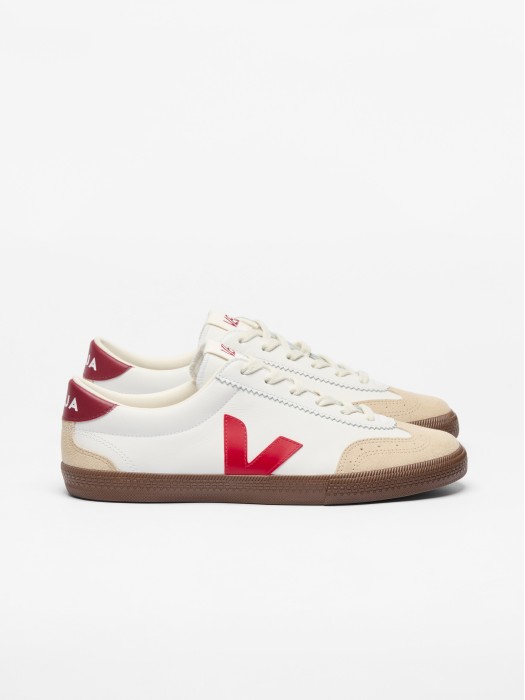 Veja volley white pekin bark leather sneakers