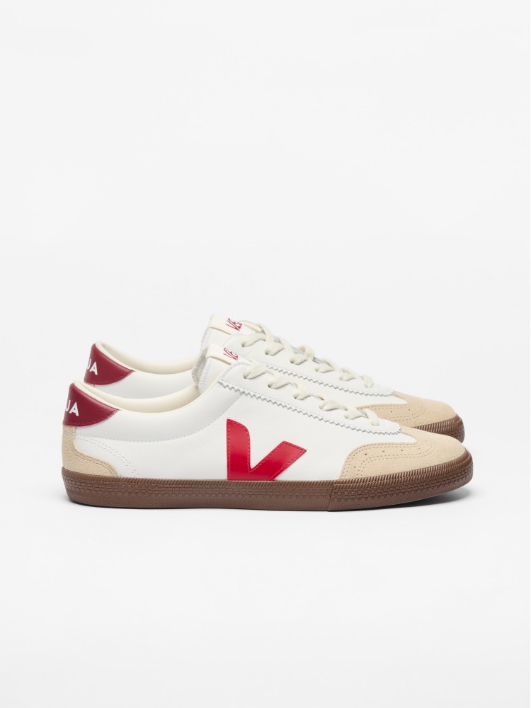 Veja volley white pekin bark leather sneakers
