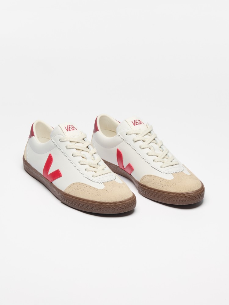 Veja volley white pekin bark leather sneakers