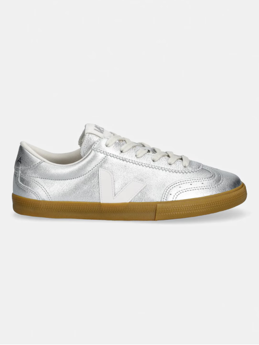 Veja volley silver-white natural leather sneakers