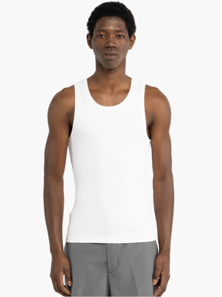 I'm brian white cotton ribbed tank top