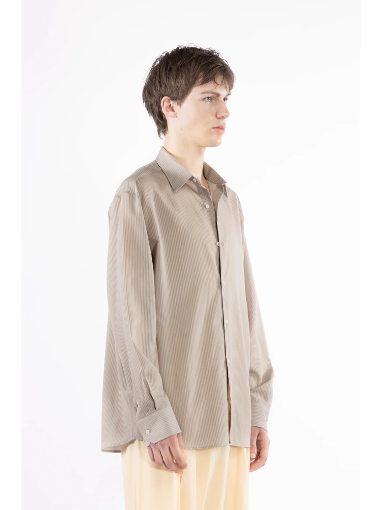 I'm brian beige striped viscose shirt